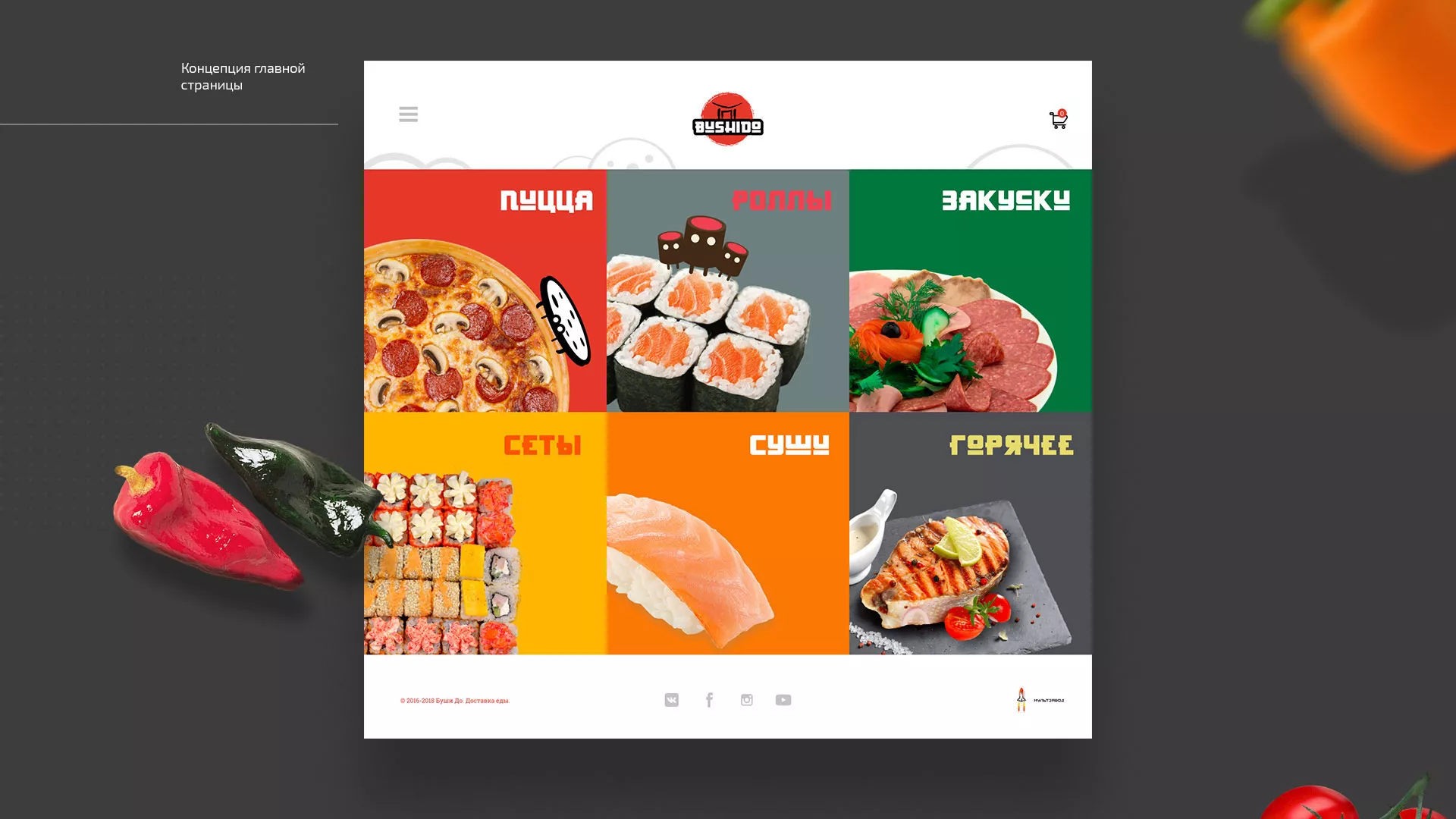 Разработка сайта для пиццерии «BUSHIDO» в Нижнем Тагиле