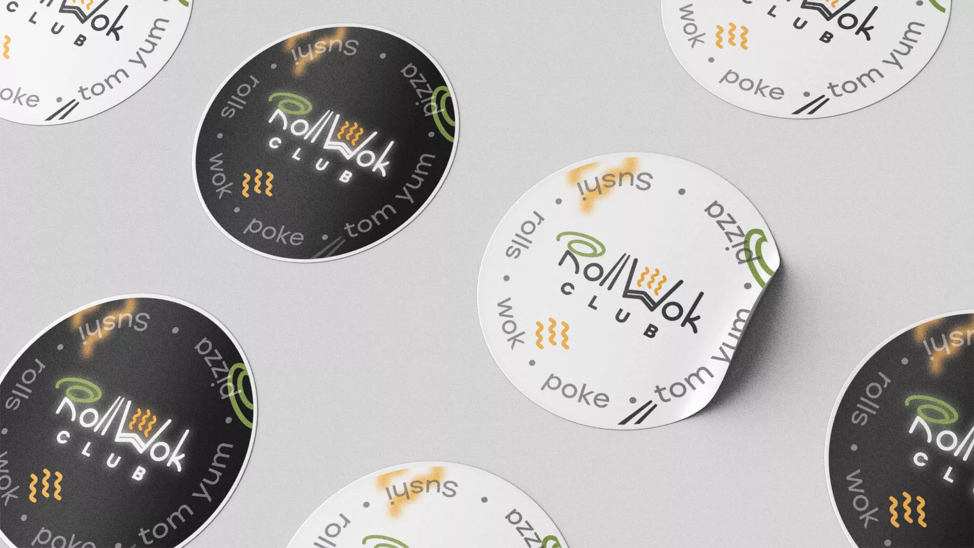 Разработка наклеек для суши-бара «Roll Wok Club» в Нижнем Тагиле